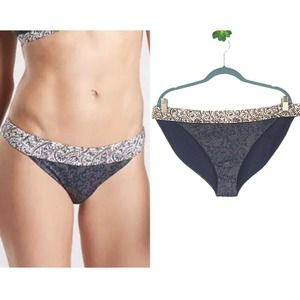 Athleta Aqualuxe Batik Bikini Bottom Swimsuit Blue Women’s Size XL NEW